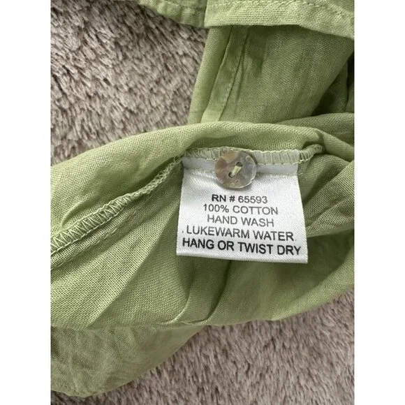 JP And Mattie Women’s Blanchard Ruffle Button Down Blouse Green Sz S New - Picture 10 of 13